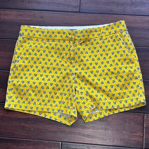 J Crew Shorts Womens 10 Yellow Preppy Pocket Chino Ladies Casual Floral